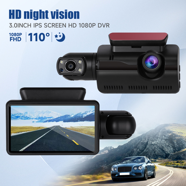 1080P双镜头车载DVR行车记录仪录像机G传感器前后摄像头-4