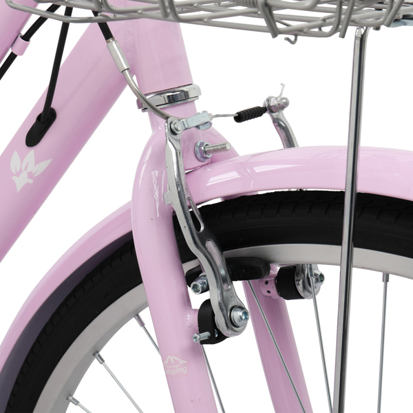  高碳钢 26in 粉色 通勤自行车 V刹 7速 150kg N002-44
