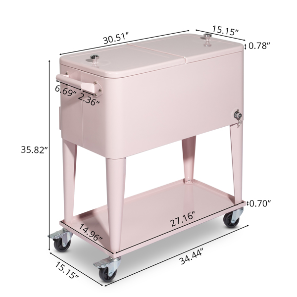  80qt 粉色 冷冻保温推车 87.5*39*91cm 长方形 塑料箱体 冷冻保温 N001-11