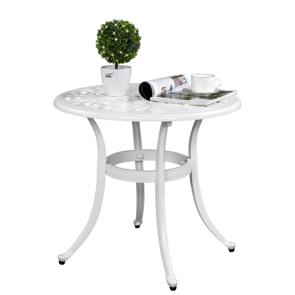 凤凰桌面 23.6inch 圆形 庭院铸铝桌 白色 N001-3