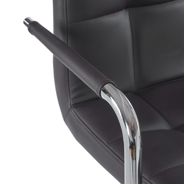  2pcs 高款配圆盘60-80cm带扶手 钢管 PU革 吧椅 靠背六格设计 咖啡色 N201-11
