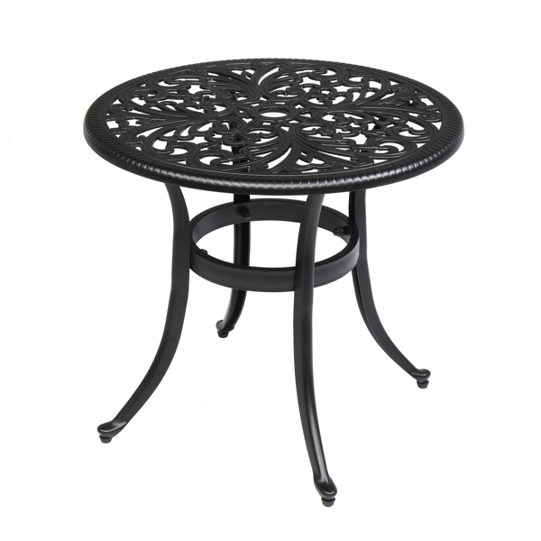  凤凰桌面 23.6inch 圆形 庭院铸铝桌 黑色 N001-1