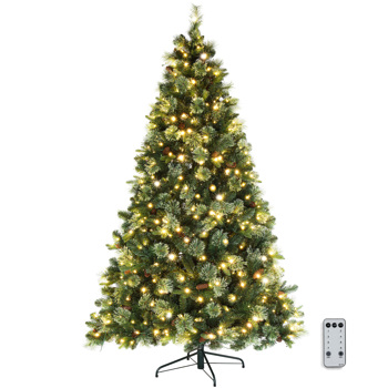  6ft 绿色 500灯 暖色9模式带遥控器 900枝头 带松针 自动树结构 PE PVC材质 圣诞树 美规 S101