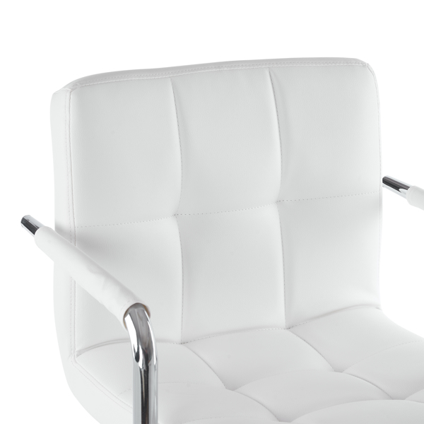  2pcs 高款配圆盘60-80cm带扶手 钢管 PU革 吧椅 靠背六格设计 白色 N201-15
