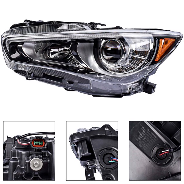  汽车大灯 Full LED Headlight Headlamp W/ Bulb Front Left Driver Side For Infiniti Q50 Sedan 2014-2017 IN2502157 260604HB0B-1