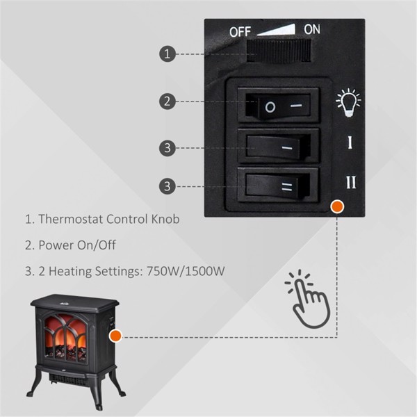 750W/1500W 17英寸电壁炉加热器 （ Amazon Shipping）（WalMart禁售）（周末不发货）-7