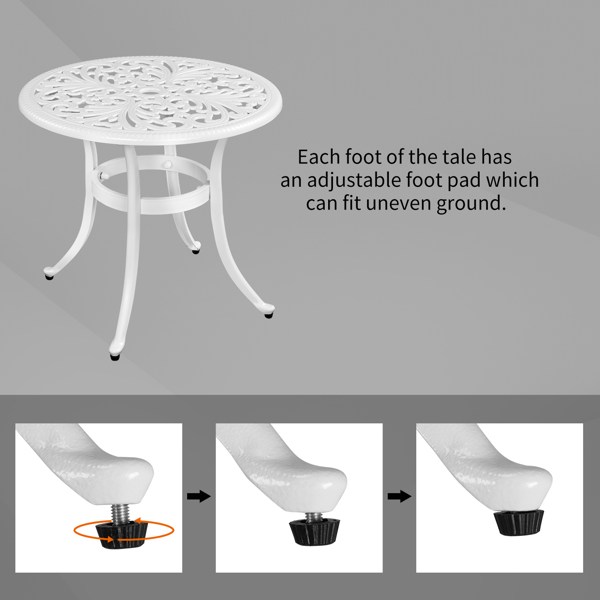  凤凰桌面 23.6inch 圆形 庭院铸铝桌 白色 N001-5