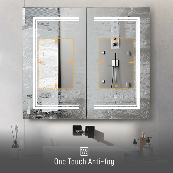 【FCH】LED浴室壁柜 双门浴室镜柜 白色-8