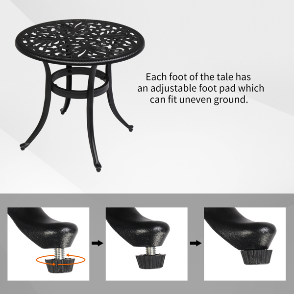  凤凰桌面 23.6inch 圆形 庭院铸铝桌 黑色 N001-5