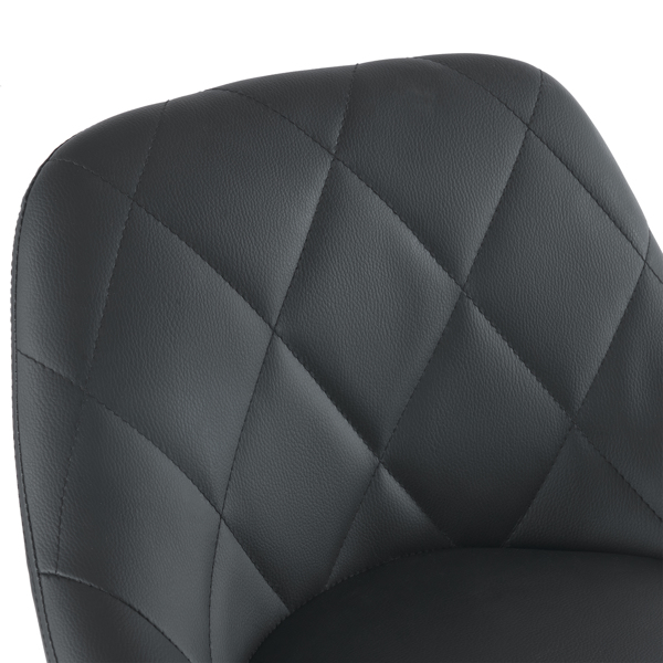  2pcs 可调节高款配圆盘 钢管 PU革 吧椅 菱形靠背设计 黑色 N201-13