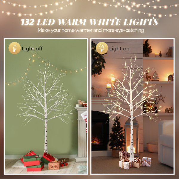  4ft 白色 48灯暖色 48枝头 白桦树造型 塑料材质 室内树灯 英规 S101-3
