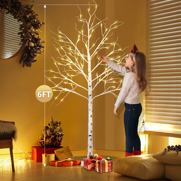  4ft 白色 48灯暖色 48枝头 白桦树造型 塑料材质 室内树灯 英规 S101-7