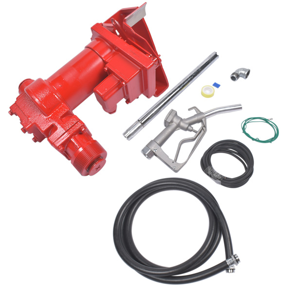 油泵 Red 12 Volt 20 GPM Fuel Transfer Pump w/ Nozzle Kit for Car Truck Tractor Diesel Gas Gasoline Kerosene High Quality-13