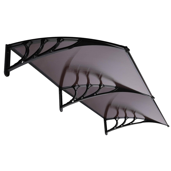 200*100cm 棕色板黑色支架 雨篷 ABS支架 一片式阳光板 前后铝条-17