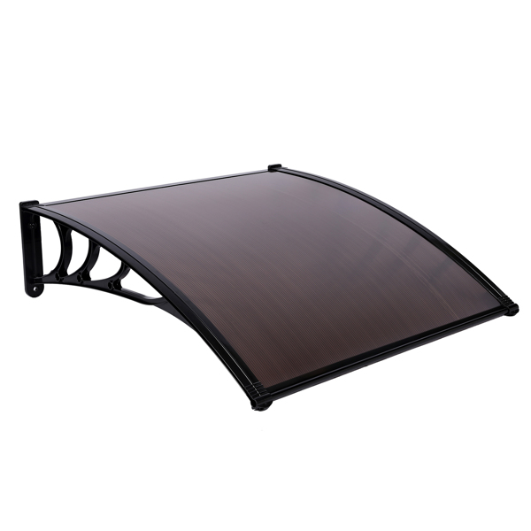 100*100cm 棕色板黑色支架 雨篷 ABS支架 一片式阳光板 前后铝条-2