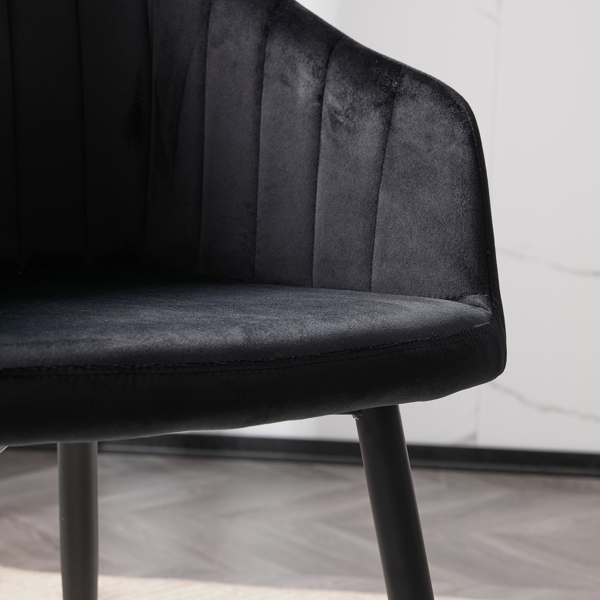  2pcs 拆装 科技布 铁管 餐椅 靠背竖条装饰 黑色 N101-57