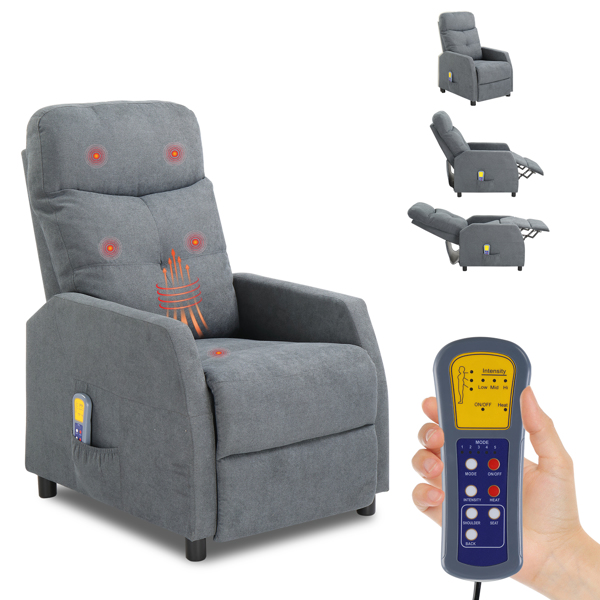  浅灰色 织物 带6点按摩1点加热功能 120kg 电动躺椅 欧规 BRC-002-1