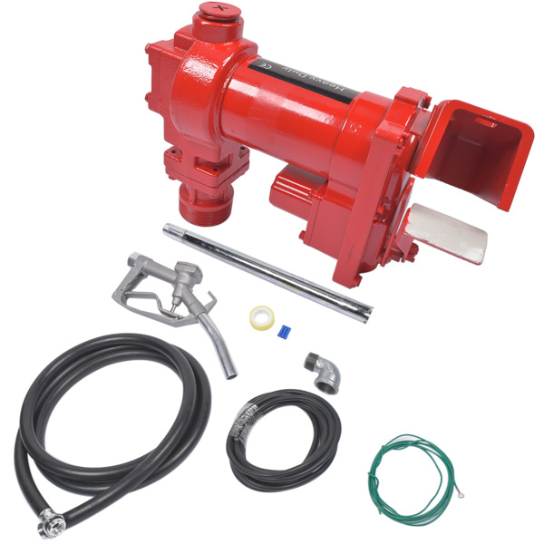 油泵 Red 12 Volt 20 GPM Fuel Transfer Pump w/ Nozzle Kit for Car Truck Tractor Diesel Gas Gasoline Kerosene High Quality-16