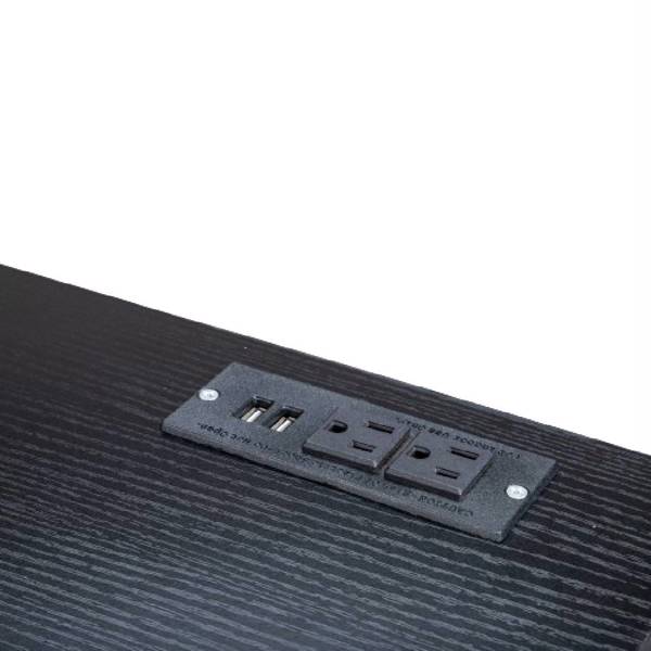  黑色木纹 刨花板 带无纺布抽 140*50*86cm 多层架 电脑桌 带电插座2个USB 2个电源接口 N001-12
