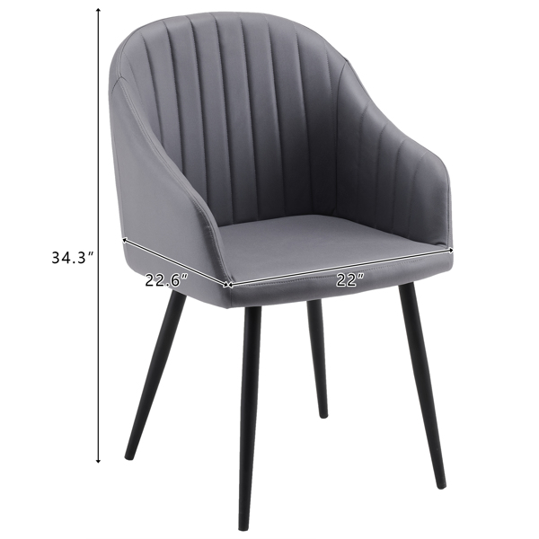  2pcs 拆装 科技布 铁管 餐椅 靠背竖条装饰 浅灰色 N101-46