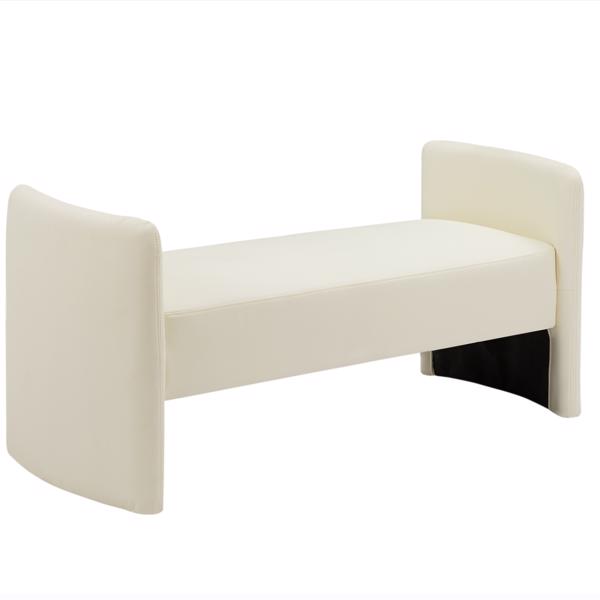 米白色，猫爪布卧室休闲长方形沙发凳-16