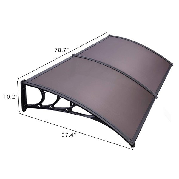 200*100cm 棕色板黑色支架 雨篷 ABS支架 一片式阳光板 前后铝条-16