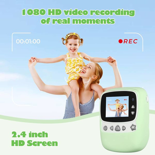 儿童相机，30MP 即时相机 WiFi 1080P 自拍数码相机 2.4 英寸带 32GB TF 卡，男孩女孩礼物，（绿色）（周末不发货，周五14点截单）-2