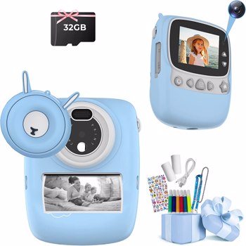 儿童相机，30MP 即时相机 WiFi 1080P 自拍数码相机 2.4 英寸带 32GB TF 卡，男孩女孩礼物，（蓝色）