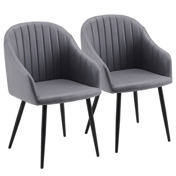  2pcs 拆装 科技布 铁管 餐椅 靠背竖条装饰 浅灰色 N101-72