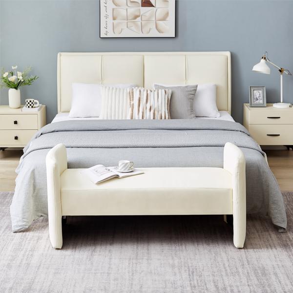 米白色，猫爪布卧室休闲长方形沙发凳-14