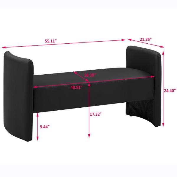 黑色，猫爪布卧室休闲长方形沙发凳-16