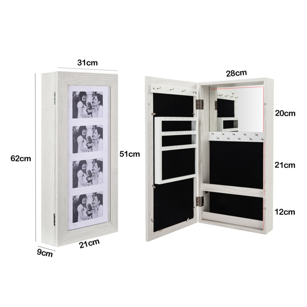 非全面镜挂墙2层置物含内镜面 木制贴纸 白色 N001 饰品镜柜-32