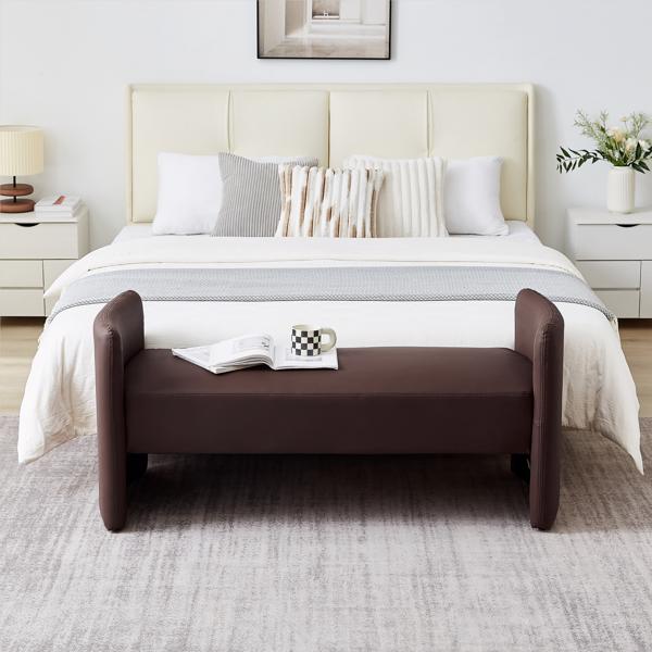 棕色，猫爪布卧室休闲长方形沙发凳-13
