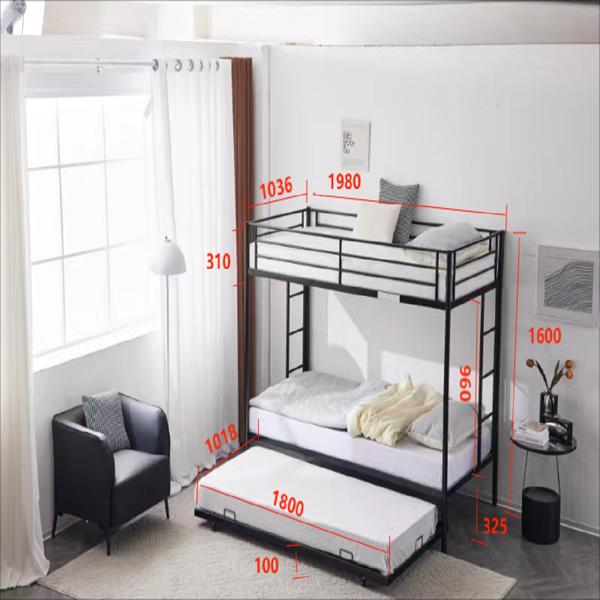  双层上下床 Twin&Daybed 黑色 铁床  单独Daybed N101-7