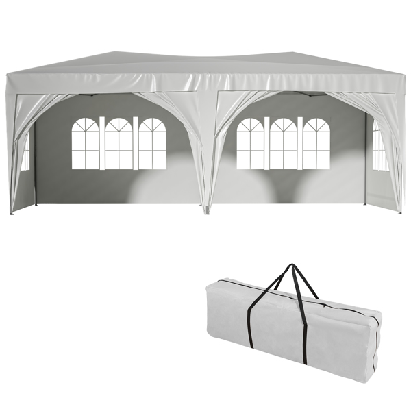 3x6米（10x20英尺）重型遮阳篷，带钢架手提包，白色-6