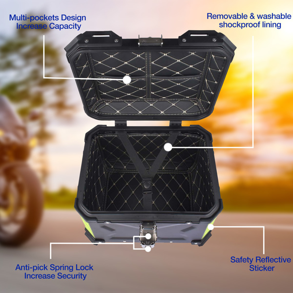 铝合金车尾箱 45L Balck Waterproof Motorcycle Luggage Tail Box, Trunk Storage, Scooter Top Case-13