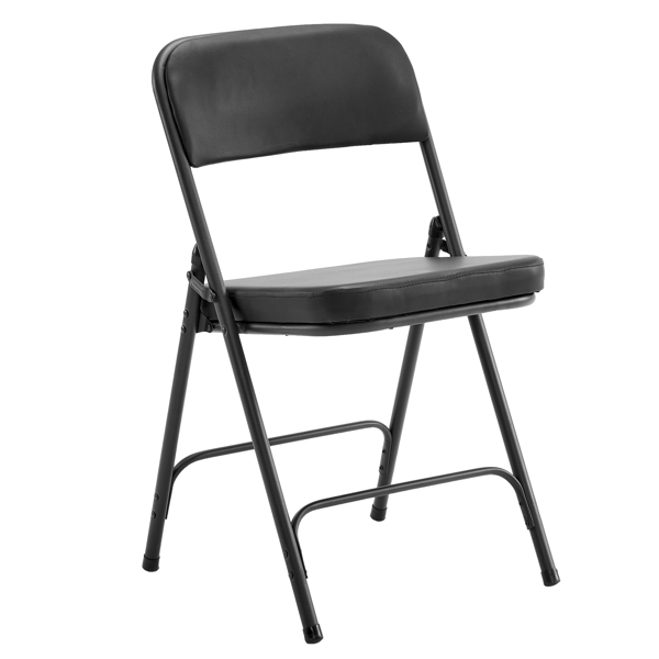 4PCS 简易皮革 坐垫加厚 黑色 折叠椅 软包折叠椅 45*50*78cm PU 钢管-5