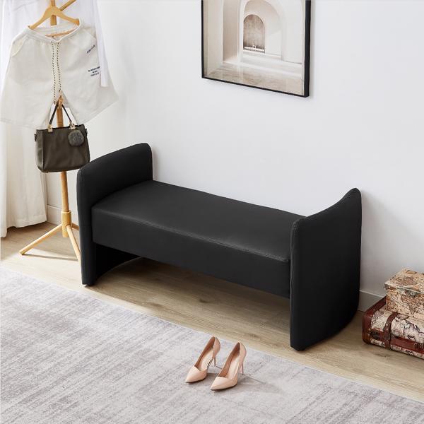 黑色，猫爪布卧室休闲长方形沙发凳-1