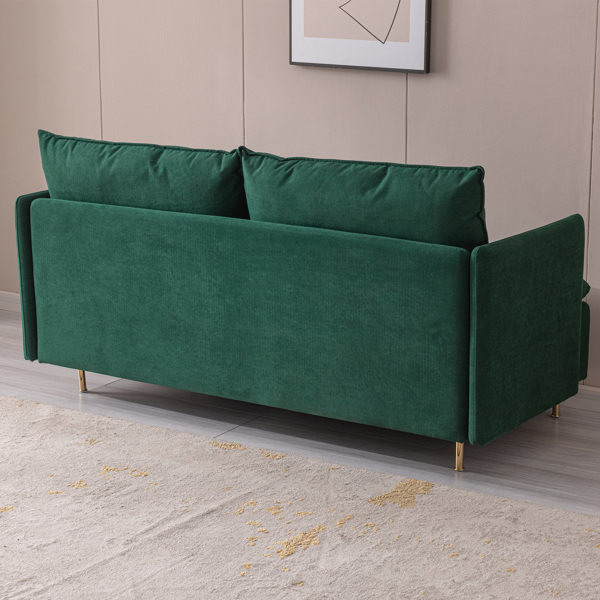 现代软垫双人沙发，客厅沙发 ，小户型沙发翠绿棉亚麻---63.8 英寸-4