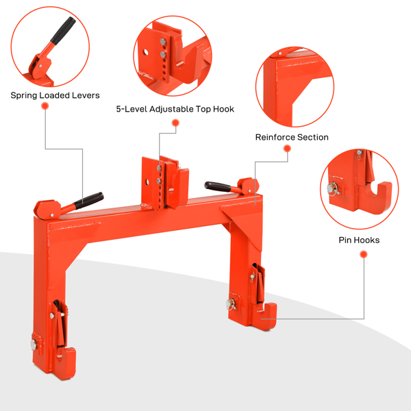 3000lbs 3点挂钩可调节拖车架 橙色-13