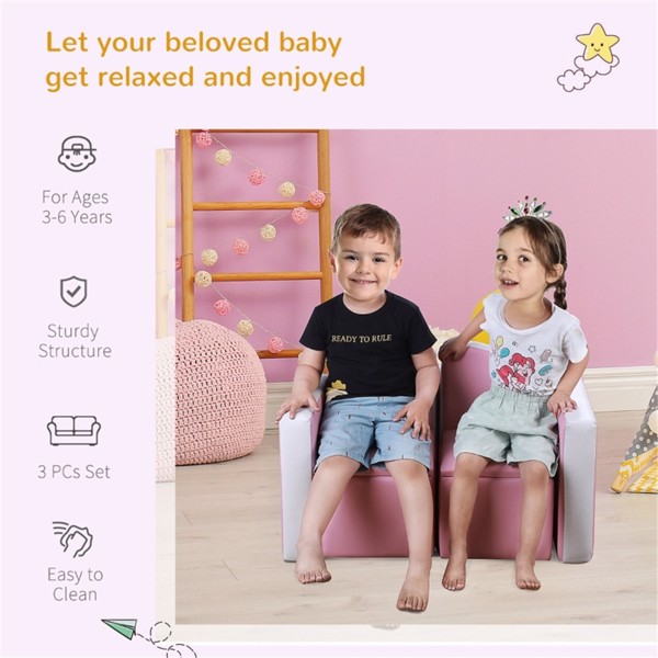 儿童二合一沙发套装-粉色 （ Amazon Shipping）（WalMart禁售）-2