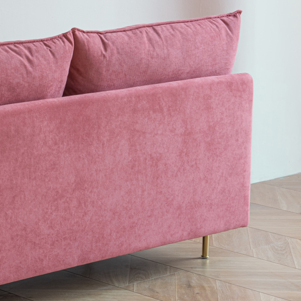 现代无扶手双人沙发，无扶手长沙发，粉色棉亚麻 - 59.8 英寸-7