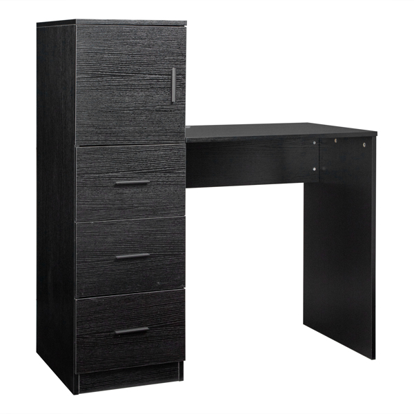  黑色浮雕 刨花板贴三胺 H型 104.5*49*120cm 一门三抽 电脑桌 2个USB 2个电源插 S001-13
