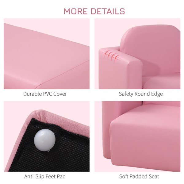  二合一多功能儿童沙发 -粉色-2