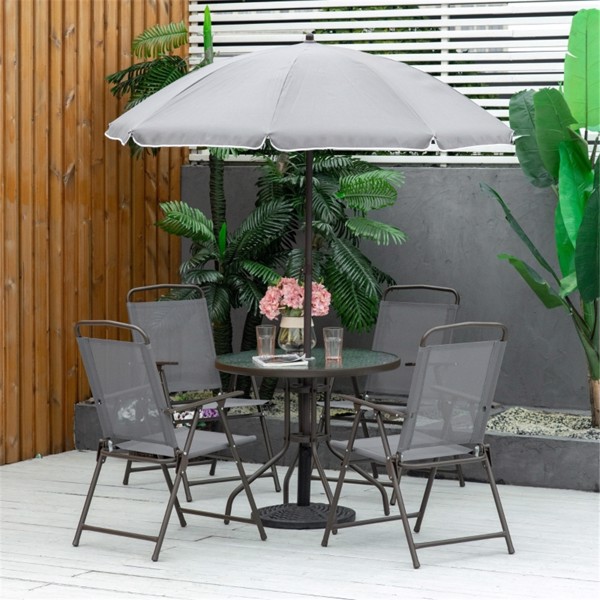  户外餐桌椅套餐带雨伞-8