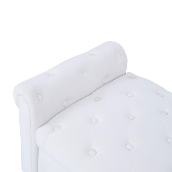 米白色，多功能收纳储物沙发凳，绒布带扶手-7