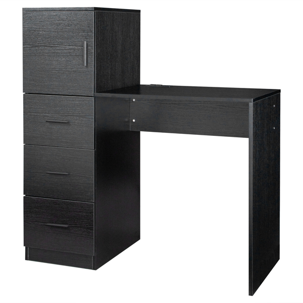  黑色浮雕 刨花板贴三胺 H型 104.5*49*120cm 一门三抽 电脑桌 2个USB 2个电源插 S001-14