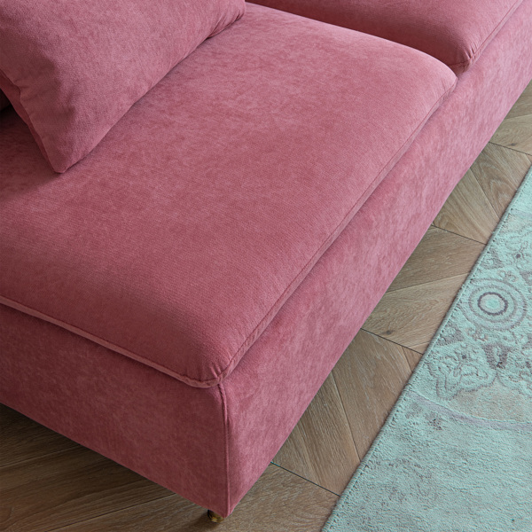 现代无扶手双人沙发，无扶手长沙发，粉色棉亚麻 - 59.8 英寸-11
