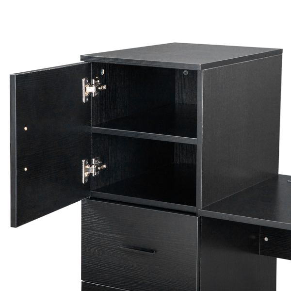  黑色浮雕 刨花板贴三胺 H型 104.5*49*120cm 一门三抽 电脑桌 2个USB 2个电源插 S001-18