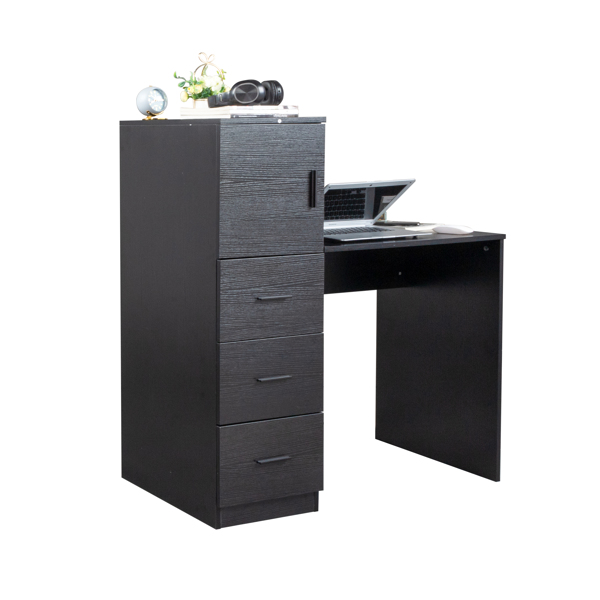  黑色浮雕 刨花板贴三胺 H型 104.5*49*120cm 一门三抽 电脑桌 2个USB 2个电源插 S001-21